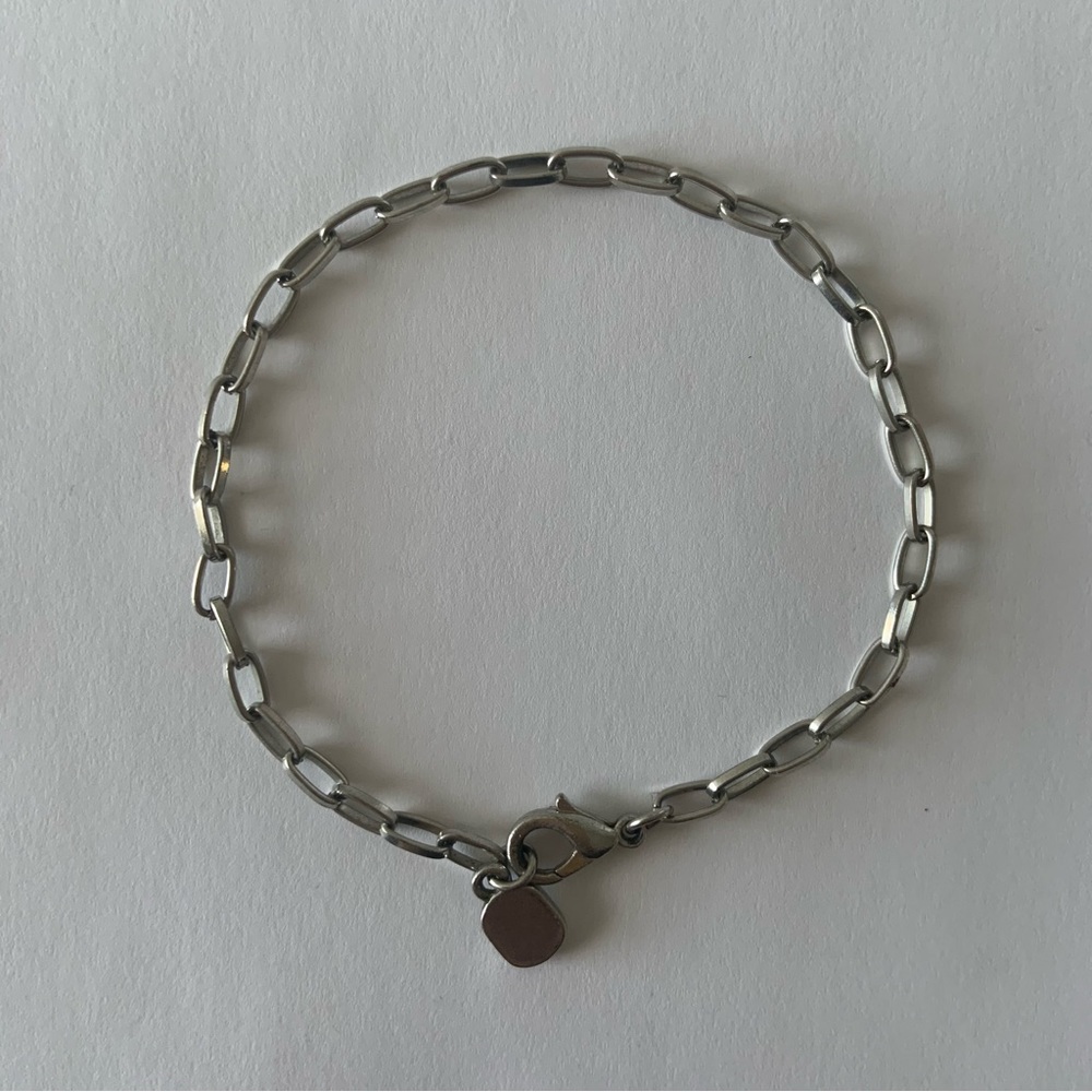 Silver Paperclip Chain Charm Bracelet